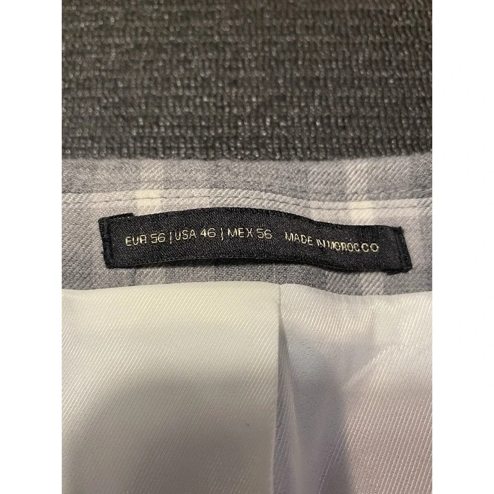 Zara Men‎ Blazer Size 46 R Gray Plaid Wool Comfort 2 Button Double Vented AW'18